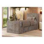 Łóżko kontynentalne TILIANO DUO 90x200 - H4 - jasnobrązowy, sztruks - strona prawa - topper T25