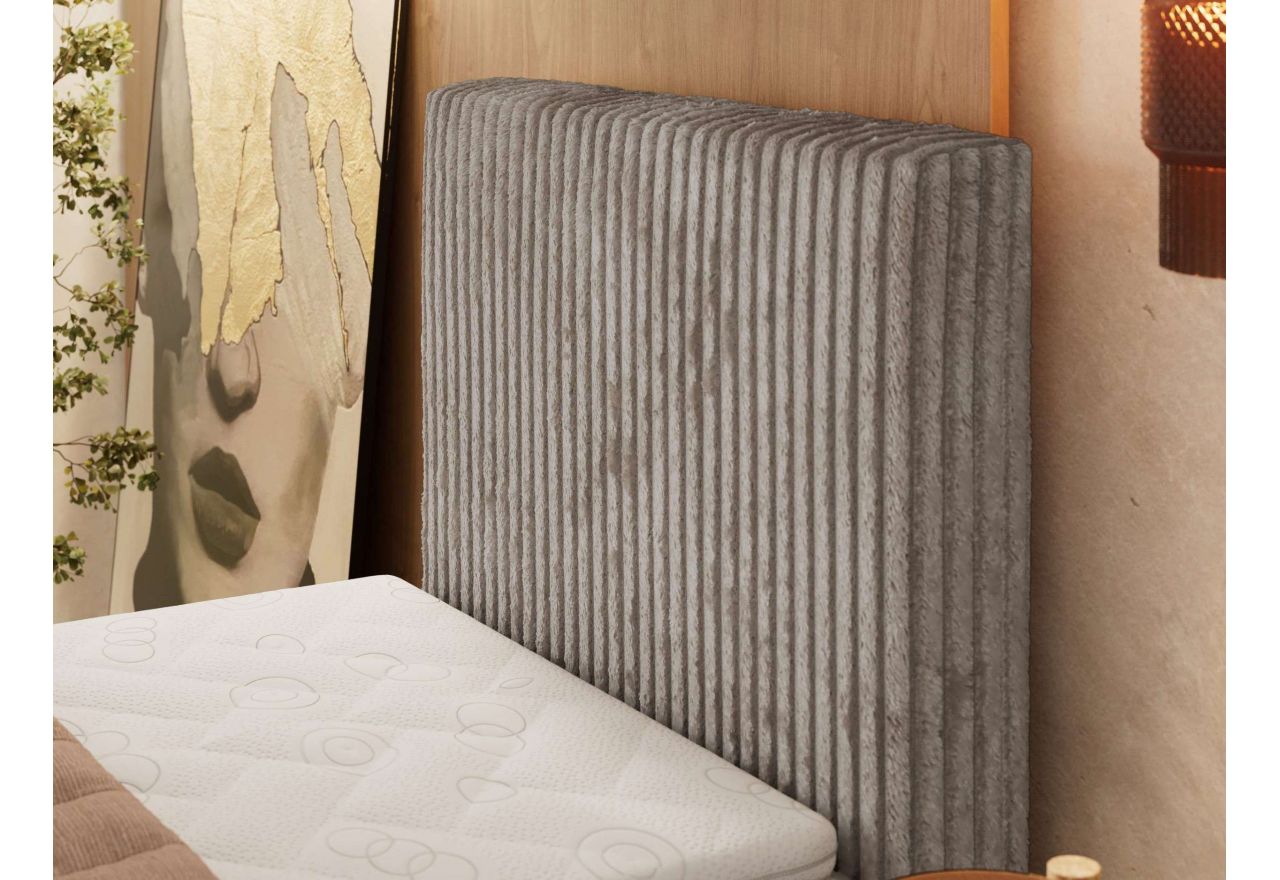 Łóżko kontynentalne TILIANO DUO 90x200 - H4 - jasnobrązowy, sztruks - strona prawa - topper T25