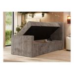 Łóżko kontynentalne TILIANO DUO 90x200 - H4 - jasnobrązowy, sztruks - strona prawa - topper T25