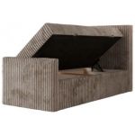 Łóżko kontynentalne TILIANO DUO 90x200 - H4 - jasnobrązowy, sztruks - strona prawa - topper T25