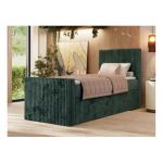 Łóżko kontynentalne TILIANO DUO 90x200 - H4 - ciemnozielony, sztruks - strona prawa - topper T25