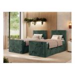 Łóżko kontynentalne TILIANO DUO 90x200 - H4 - ciemnozielony, sztruks - strona prawa - topper T25