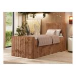 Łóżko kontynentalne TILIANO DUO 90x200 - H4 - pomarańczowy, sztruks - strona prawa - topper T25