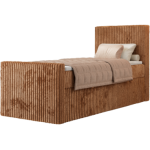 Łóżko kontynentalne TILIANO DUO 90x200 - H4 - pomarańczowy, sztruks - strona prawa - topper T25