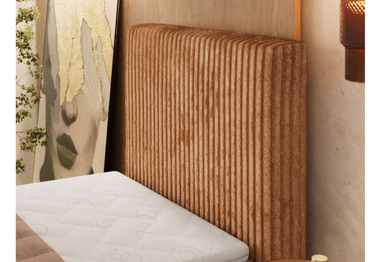 Łóżko kontynentalne TILIANO DUO 90x200 - H4 - pomarańczowy, sztruks - strona prawa - topper T25