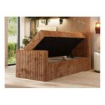 Łóżko kontynentalne TILIANO DUO 90x200 - H4 - pomarańczowy, sztruks - strona prawa - topper T25