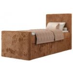 Łóżko kontynentalne TILIANO DUO 90x200 - H4 - pomarańczowy, sztruks - strona prawa - topper T25