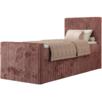 Łóżko kontynentalne TILIANO DUO 90x200 - H4 - różowy, sztruks - strona prawa - topper T25