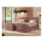 Łóżko kontynentalne TILIANO DUO 90x200 - H4 - różowy, sztruks - strona prawa - topper T25