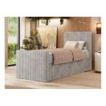 Łóżko kontynentalne TILIANO DUO 90x200 - H4 - jasnoszary, sztruks - strona prawa - topper T25