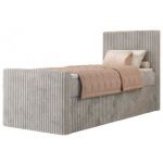 Łóżko kontynentalne TILIANO DUO 90x200 - H4 - jasnoszary, sztruks - strona prawa - topper T25