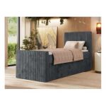 Łóżko kontynentalne TILIANO DUO 90x200 - H4 - ciemnoszary, sztruks - strona prawa - topper T25