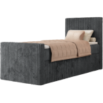 Łóżko kontynentalne TILIANO DUO 90x200 - H4 - ciemnoszary, sztruks - strona prawa - topper T25