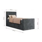 Łóżko kontynentalne TILIANO DUO 90x200 - H4 - ciemnoszary, sztruks - strona prawa - topper T25