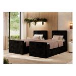 Łóżko kontynentalne TILIANO DUO 90x200 - H4 - czarny, sztruks - strona prawa - topper T25