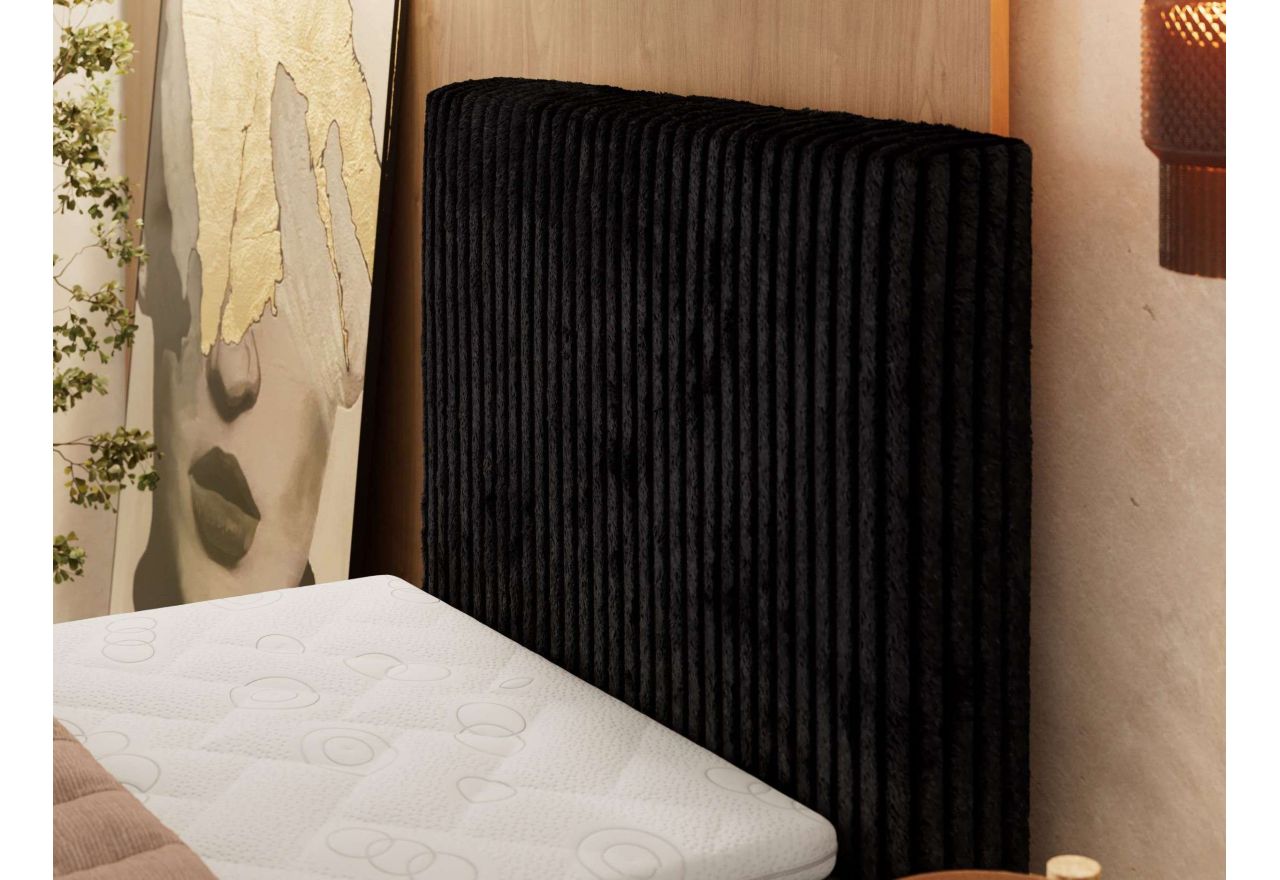 Łóżko kontynentalne TILIANO DUO 90x200 - H4 - czarny, sztruks - strona prawa - topper T25