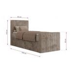 Łóżko kontynentalne TILIANO DUO 90x200 - H3 - jasnobrązowy, sztruks - strona lewa - topper Visco