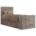 Łóżko kontynentalne TILIANO DUO 90x200 - H3 - jasnobrązowy, sztruks - strona lewa - topper Visco