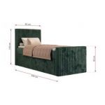 Łóżko kontynentalne TILIANO DUO 90x200 - H3 - ciemnozielony, sztruks - strona lewa - topper Visco