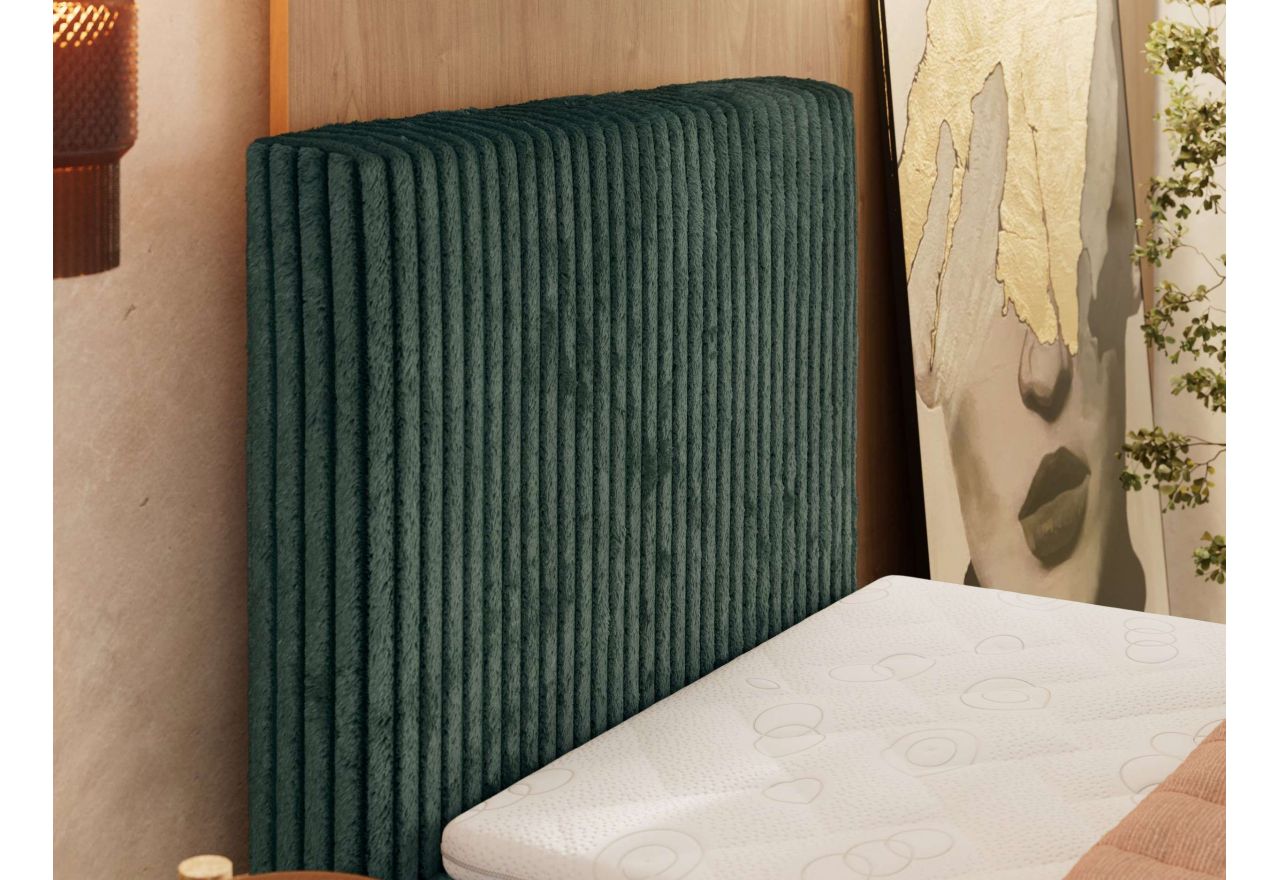 Łóżko kontynentalne TILIANO DUO 90x200 - H3 - ciemnozielony, sztruks - strona lewa - topper Visco