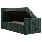 Łóżko kontynentalne TILIANO DUO 90x200 - H3 - ciemnozielony, sztruks - strona lewa - topper Visco
