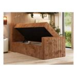 Łóżko kontynentalne TILIANO DUO 90x200 - H3 - pomarańczowy, sztruks - strona lewa - topper Visco