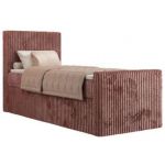 Łóżko kontynentalne TILIANO DUO 90x200 - H3 - różowy, sztruks - strona lewa - topper Visco