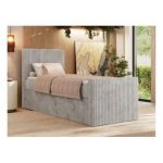 Łóżko kontynentalne TILIANO DUO 90x200 - H3 - jasnoszary, sztruks - strona lewa - topper Visco