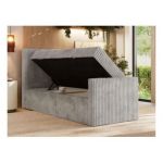 Łóżko kontynentalne TILIANO DUO 90x200 - H3 - jasnoszary, sztruks - strona lewa - topper Visco