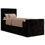 Łóżko kontynentalne TILIANO DUO 90x200 - H3 - czarny, sztruks - strona lewa - topper Visco