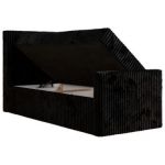 Łóżko kontynentalne TILIANO DUO 90x200 - H3 - czarny, sztruks - strona lewa - topper Visco