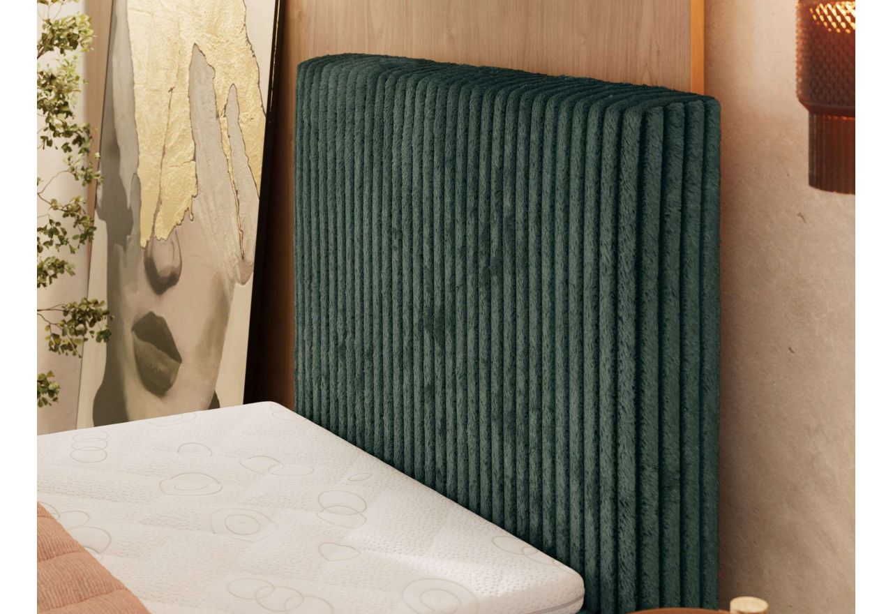 Łóżko kontynentalne TILIANO DUO 90x200 - H3 - ciemnozielony, sztruks - strona prawa - topper Visco