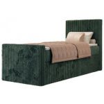 Łóżko kontynentalne TILIANO DUO 90x200 - H3 - ciemnozielony, sztruks - strona prawa - topper Visco