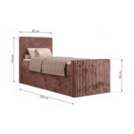 Łóżko kontynentalne TILIANO DUO 90x200 - H3 - różowy, sztruks - strona prawa - topper Visco