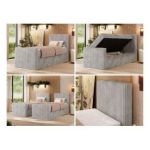 Łóżko kontynentalne TILIANO DUO 90x200 - H3 - jasnoszary, sztruks - strona prawa - topper Visco