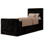 Łóżko kontynentalne TILIANO DUO 90x200 - H3 - czarny, sztruks - strona prawa - topper Visco