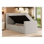 Łóżko kontynentalne TILIANO DUO 90x200 - H4 - beżowy, sztruks - strona lewa - topper Visco