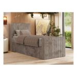 Łóżko kontynentalne TILIANO DUO 90x200 - H4 - jasnobrązowy, sztruks - strona lewa - topper Visco