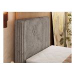 Łóżko kontynentalne TILIANO DUO 90x200 - H4 - jasnobrązowy, sztruks - strona lewa - topper Visco