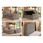 Łóżko kontynentalne TILIANO DUO 90x200 - H4 - jasnobrązowy, sztruks - strona lewa - topper Visco