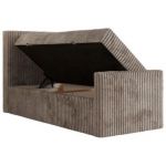 Łóżko kontynentalne TILIANO DUO 90x200 - H4 - jasnobrązowy, sztruks - strona lewa - topper Visco