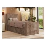 Łóżko kontynentalne TILIANO DUO 90x200 - H4 - brązowy, sztruks - strona lewa - topper Visco