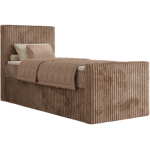 Łóżko kontynentalne TILIANO DUO 90x200 - H4 - brązowy, sztruks - strona lewa - topper Visco