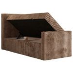 Łóżko kontynentalne TILIANO DUO 90x200 - H4 - brązowy, sztruks - strona lewa - topper Visco