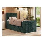 Łóżko kontynentalne TILIANO DUO 90x200 - H4 - ciemnozielony, sztruks - strona lewa - topper Visco