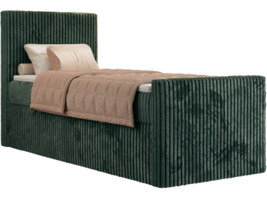 Łóżko kontynentalne TILIANO DUO 90x200 - H4 - ciemnozielony, sztruks - strona lewa - topper Visco