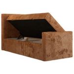 Łóżko kontynentalne TILIANO DUO 90x200 - H4 - pomarańczowy, sztruks - strona lewa - topper Visco