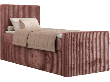 Łóżko kontynentalne TILIANO DUO 90x200 - H4 - różowy, sztruks - strona lewa - topper Visco