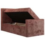 Łóżko kontynentalne TILIANO DUO 90x200 - H4 - różowy, sztruks - strona lewa - topper Visco