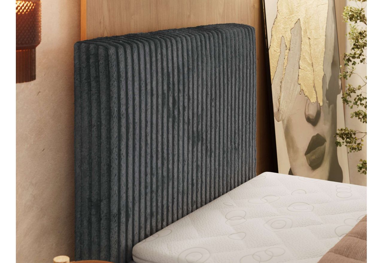 Łóżko kontynentalne TILIANO DUO 90x200 - H4 - ciemnoszary, sztruks - strona lewa - topper Visco